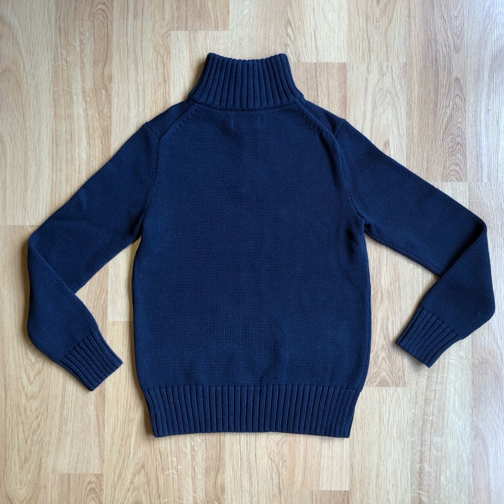 NWT Ralph Lauren Boy Quarter Zip Knit Sweater-Navy with Red Logo, Classic RL - Picture 2 of 4